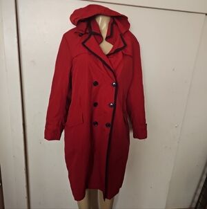 SL Fashions Red Hooded Trench Coat